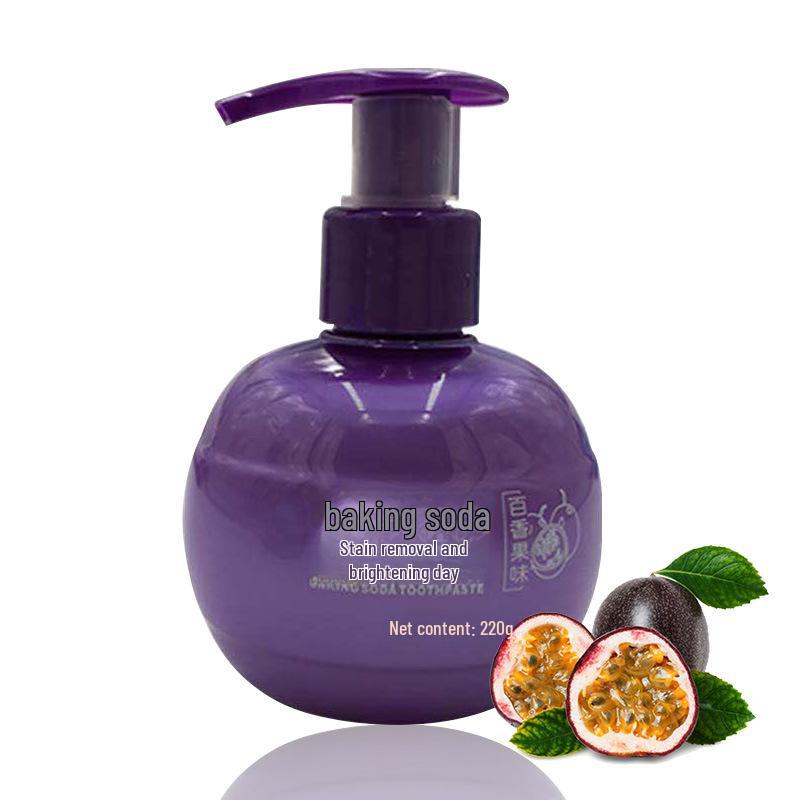 Push-Top Baking Soda Toothpaste - Passion Fruit Blueberry, 220g: Fresh Breath & Stain Removal