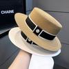 French Retro Top Hat Women's Summer Seaside Casual Flat Top M Standard Hat Showing Face Small Sunshade Sunscreen Sun Hat