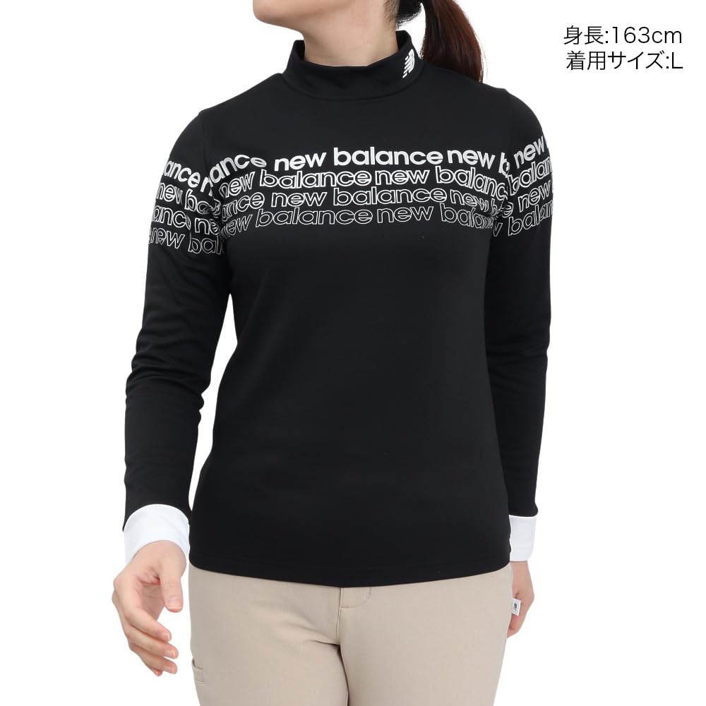 New Balance Long Sleeve Mock Neck Golf Shirt Size 2 Black Women's (Stretchable, Light-Absorbing, Heat-Generating) - (L) - (012-4267504)