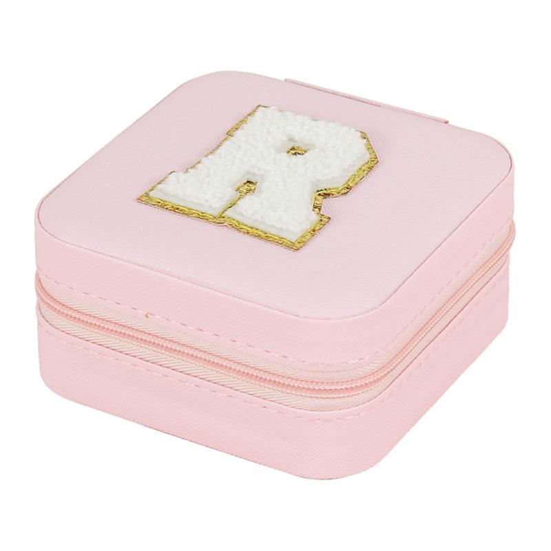 1PC Personalized Portable Jewelry Box for Women Girls Jewelry Case Small Jewelry Storage Pink Initial Letter