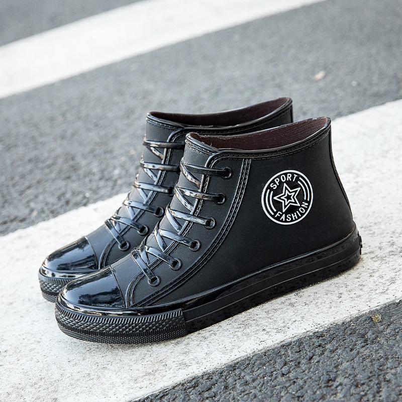 

Зимние короткие водонепроницаемые туфли дождевые туфли женская модная обувь нескользящие рабочие резиновые сапоги студенческие водные ботинки резиновая обувь 41 чёрный