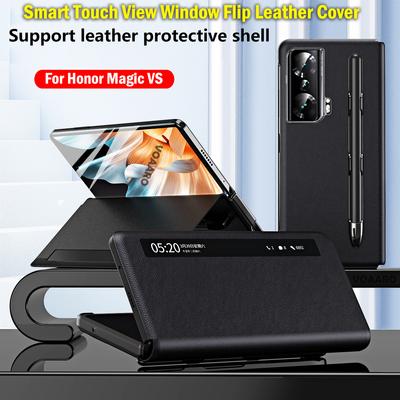 Phone Cover For Honor Magic Vs Smart Touch View Window Flip Funda For Honor Magic Vs Flip Leather Case Add Touch Pen Slot Holder
