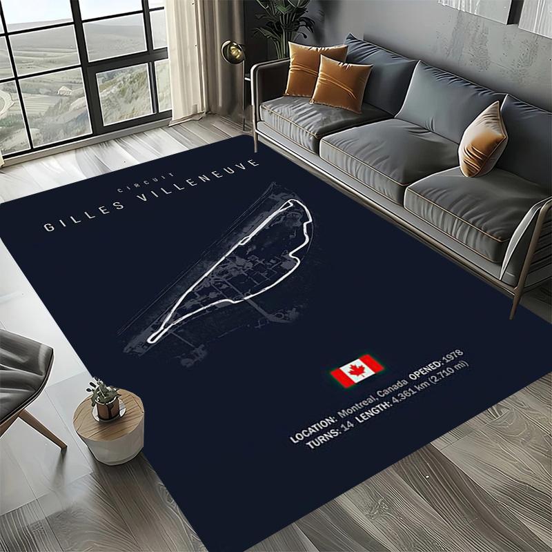 Alfombra Decorativa Tema Automovilismo Fórmula 1 Alfombra Amante de las Carreras Alfombra de Cuatro Estaciones Impresa con Circuito F1 Imola Monaco para Habitación Sofá
