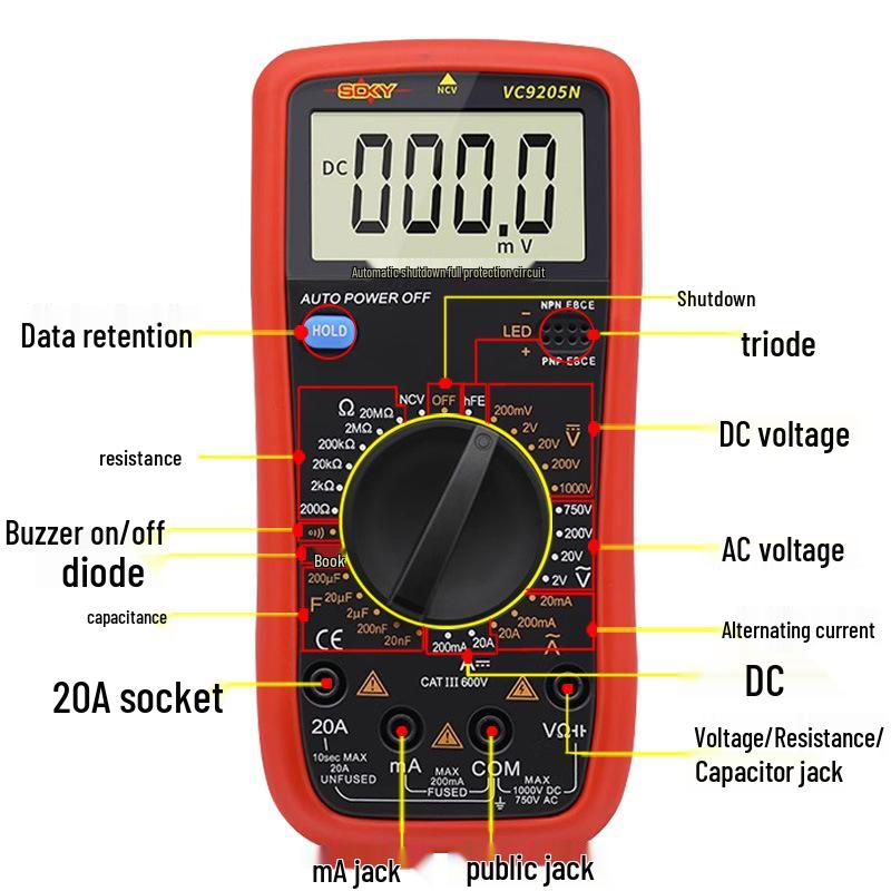 Shengde VC9801 High-Precision Intelligent Digital Multimeter