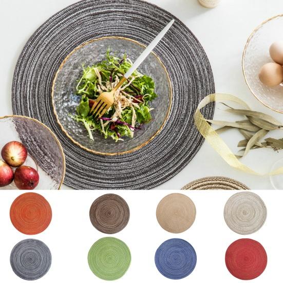 Round Woven Placemats for Table Nordic Faux Cotton Linen Yarn