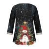 Women's Loose Casual Three-quarter Sleeve V-neck Lace Loose Christmas Print T-shirt Top