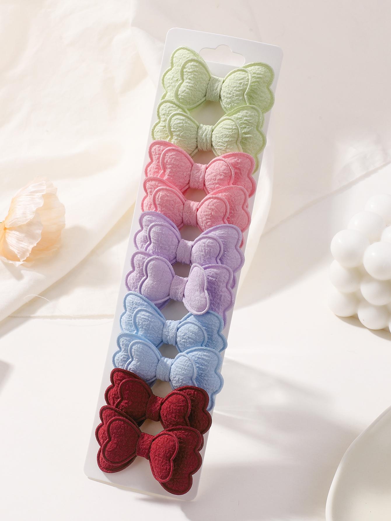 

10/20 шт. Милый набор цветных заколок-бантиков для волос для маленьких девочек, двухслойные заколки-бабочки для челки, детские головные уборы, аксессуары для волос