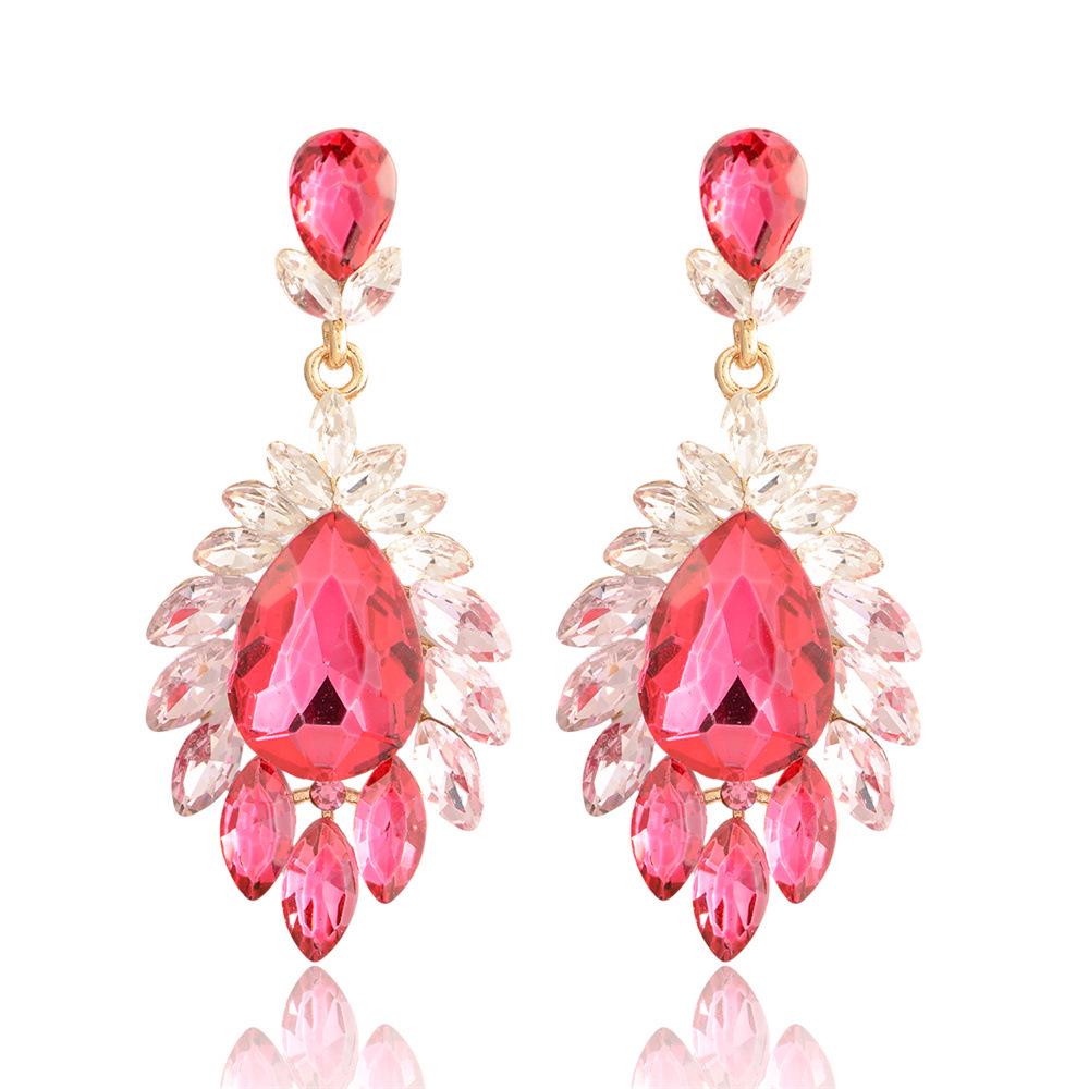 

Silver Needle Crystal Flower Drop Earrings - Retro Court Style, High-End Luxury for Women