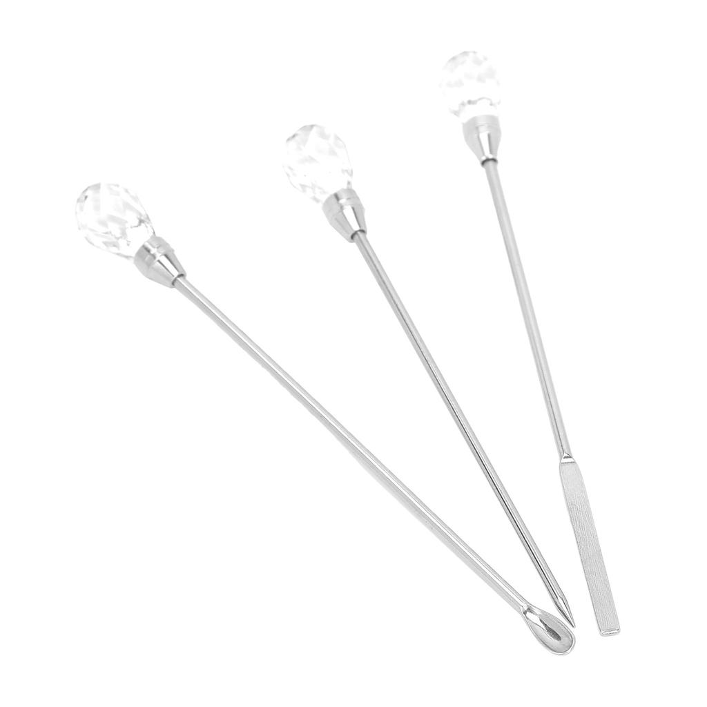3Pcs Professional Nail Art Stirring Rod Spatula Set Stainless Steel Needle Stick Nail Tools