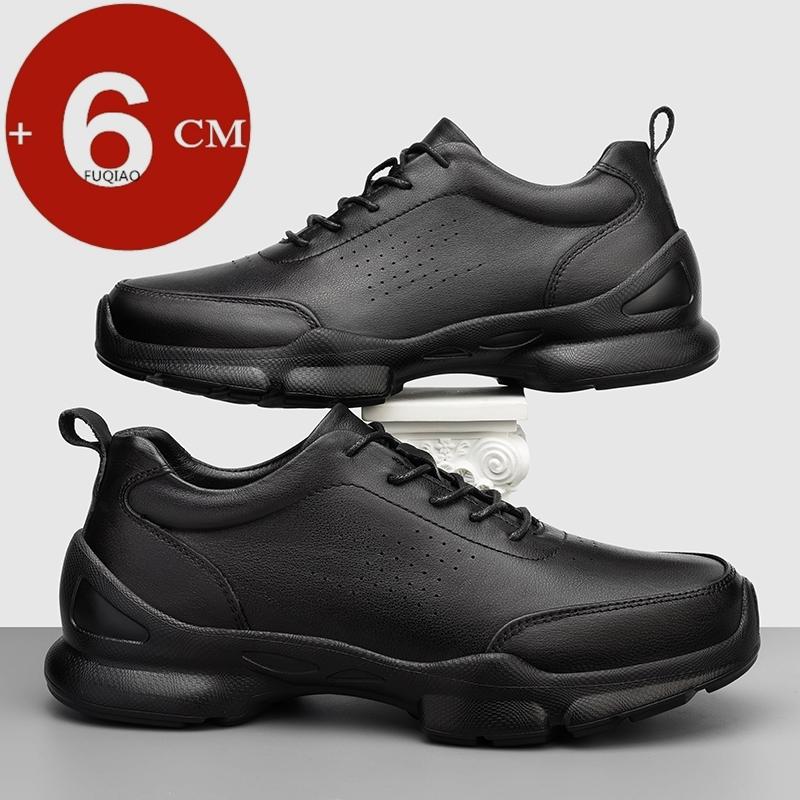 Mode Rindsleder Schuhe mit Absatzerhöhung Herren Luxus Freizeit Sport Wandern Rindsleder Sneaker Höhenerhöhung Atmungsaktiv Damen Sneaker