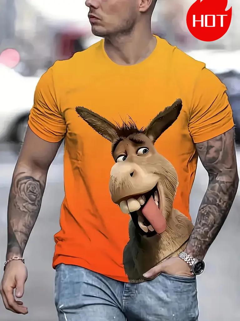 2025 New Fun Donkey T-shirts Animal 3d Print Men Woman Streetwear Casual Short Sleeve T Shirts Oversized Harajuku Kid Top Tees