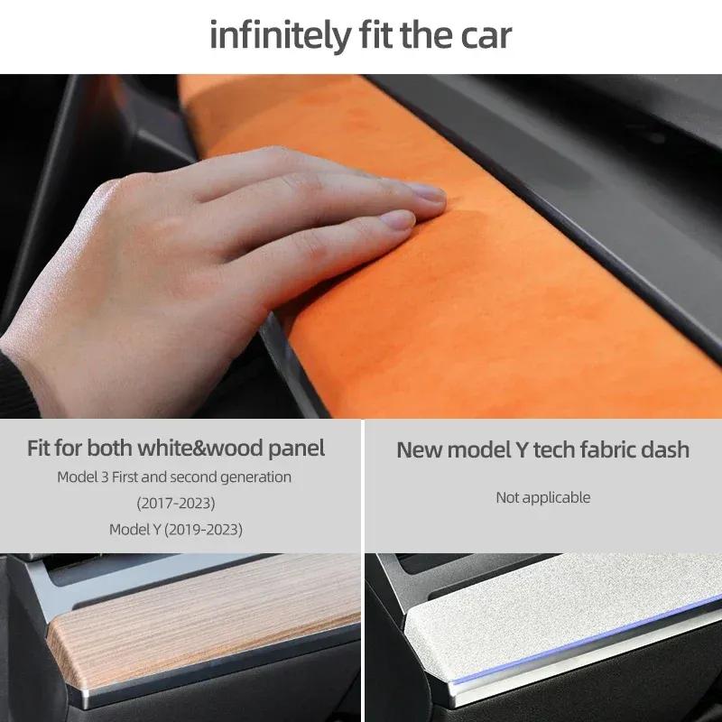 Betterhumz For Tesla Model 3 Y     Car Dashboard Trim Sticker Door Panel Made of Alcantara Tuning Accessories