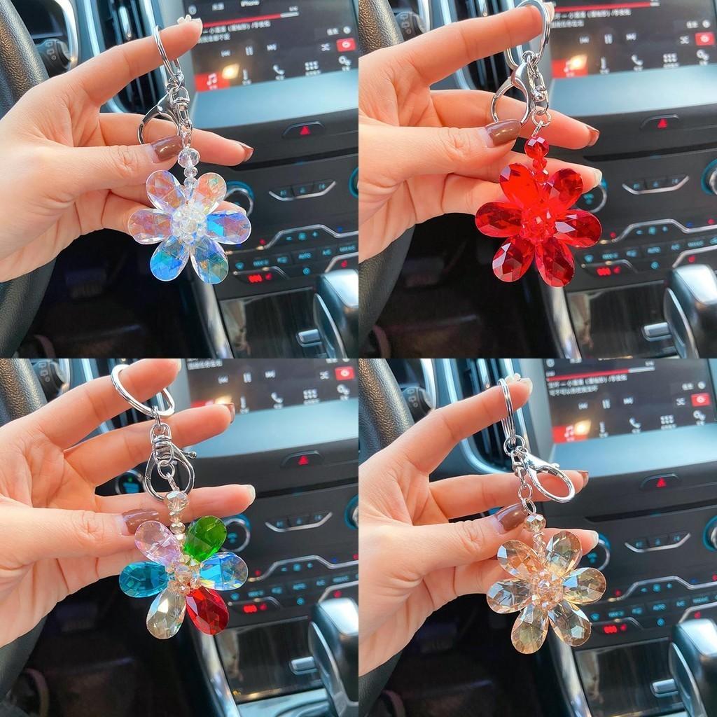 Lady Personalized Keychain With Crystal Floral Design Perfect Accessory For Bag