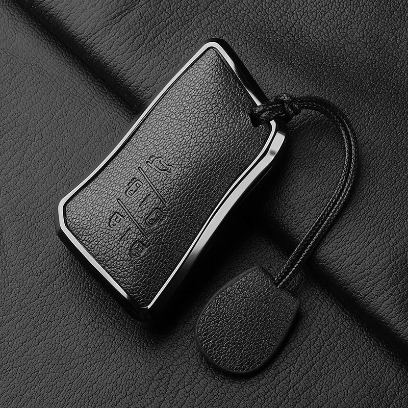 5 Button Metal and Leather Car Key Case Cover For Lexus LM350h LM500H  2024 Car Key Case Protect Fob
