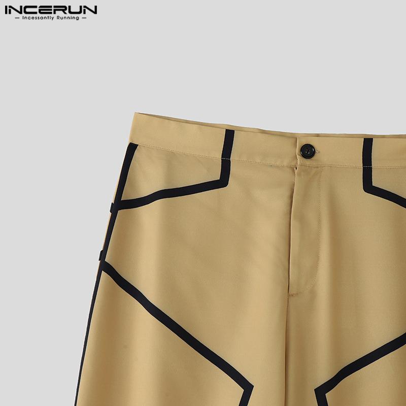 INCERUN Men Zip-up Waist Trousers Casual Line Stitching Thin Long Pants