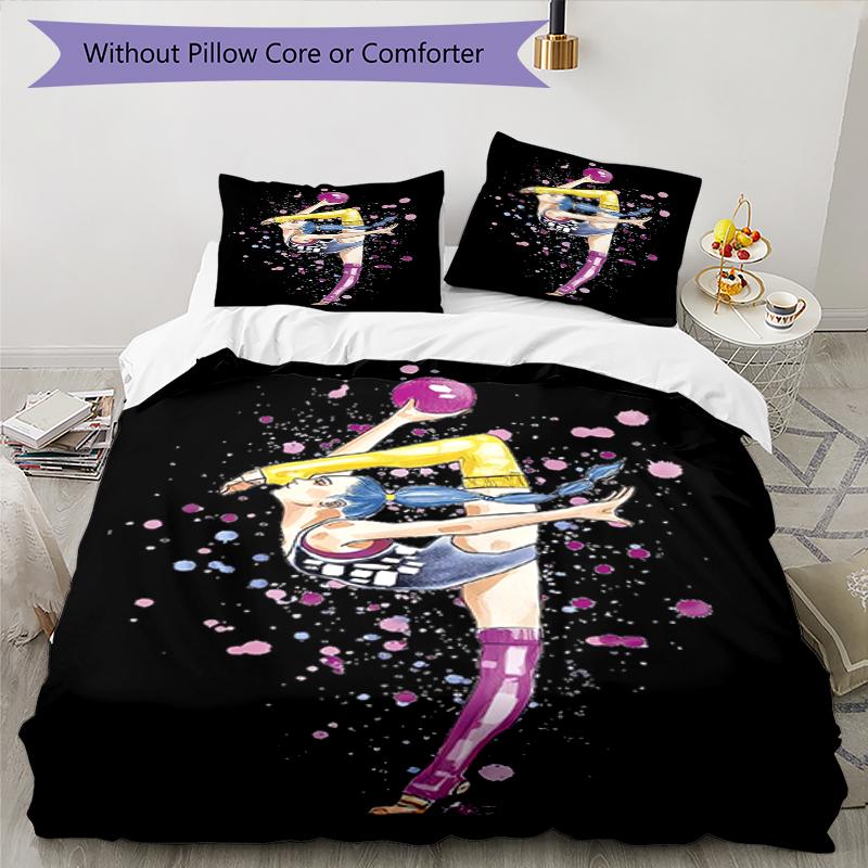 3pcs gymnastics Bedding Set Duvet Cover Closure Includes 1 Duvet Cover & 2 Pillowcases, Soft and Comfortable for All Seasons.