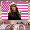 Rosa Amerikanische Flagge Taylor Swift Langhaar Porträt Wandteppich Berühmter Star Y2K Fan Dekoration Schlafzimmer Wohnheim Party Stoff