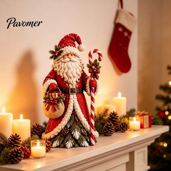 Decorative Figurines for Mantel Christmas Santa Claus/Snowman/Witch Figurine with Tree Skirt Design, Table Centerpiece Witch Collectibles Christmas,