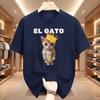 El Gato Is Calling Meme Sad Crying Cat Munchkin Kitty Meme T Shirt Fashion Short Sleeves Oversized T-shirt