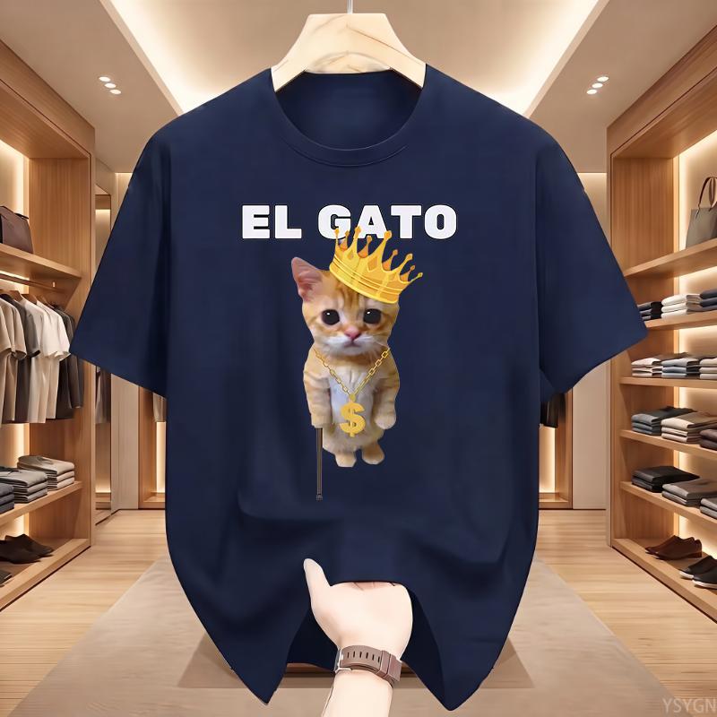 El Gato Is Calling Meme Sad Crying Cat Munchkin Kitty Meme T Shirt Fashion Short Sleeves Oversized T-shirt