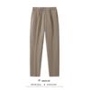 Men's Micro-Tapered Wool Suit Pants: Elastic Waist, Straight Leg, Wrinkle-Resistant, Slimming, Warm, Casual Trousers for Autumn & Winter.