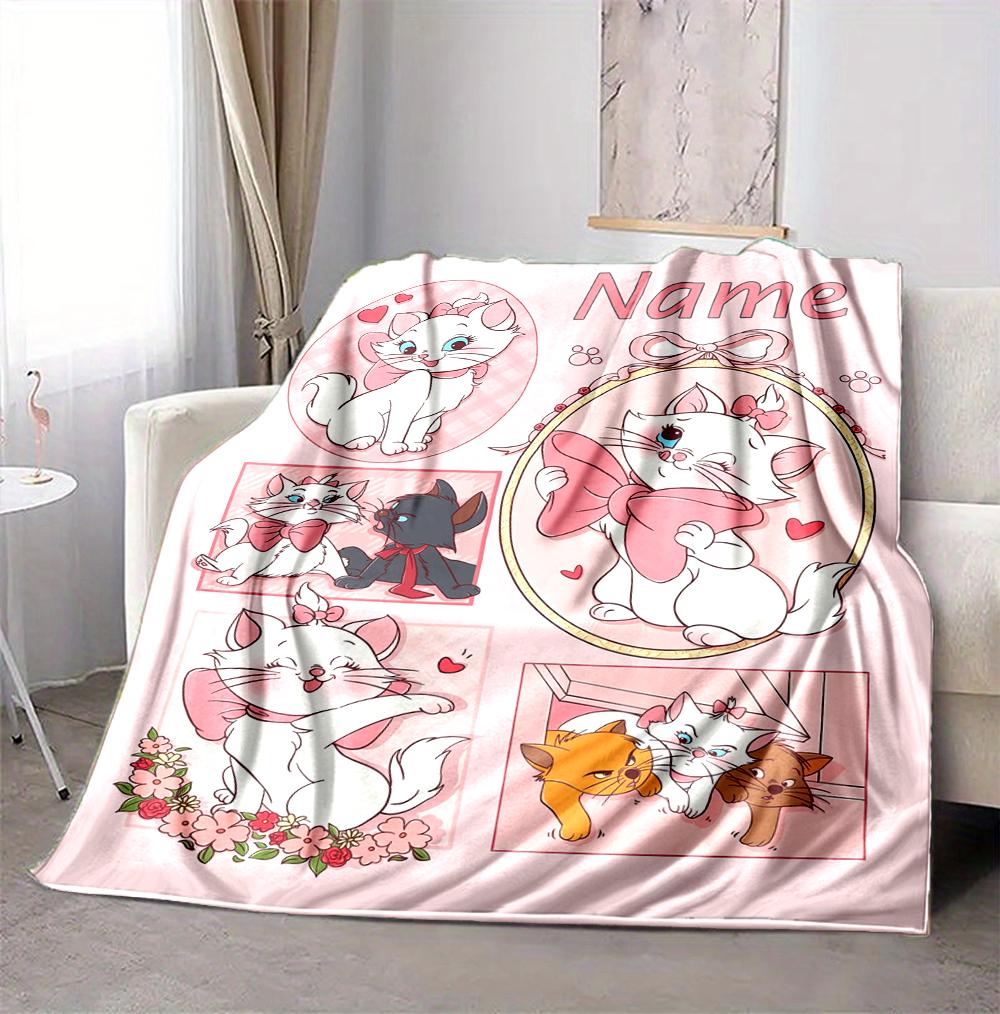 Custom Name Cat Love Flannel Blanket Throw Blanket Soft Warm Sofa Bed Decor Unique Gift