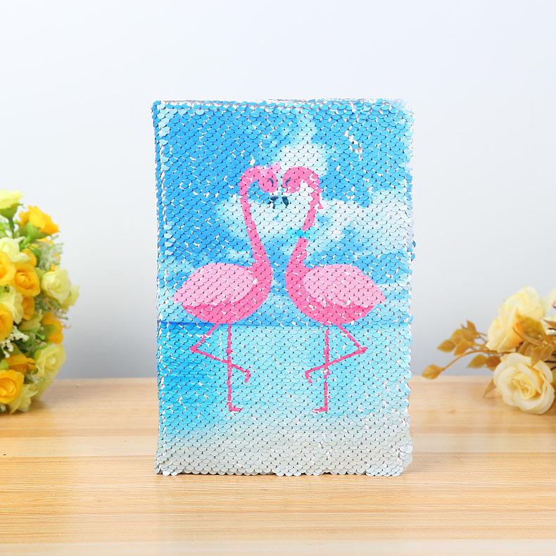 JM Shop Sequin Fish Lining Flip Flamingo Book Creative Stationery Diary