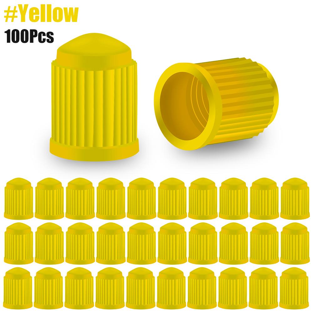 100Pcs/Lot Bike Tire Valve Caps, Plastic Schrader Valve Multi-Color Bicycle Tire Valve Cap Dust Covers