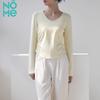 NOME Women's V-Neck Pleated Long Sleeve Slim Top