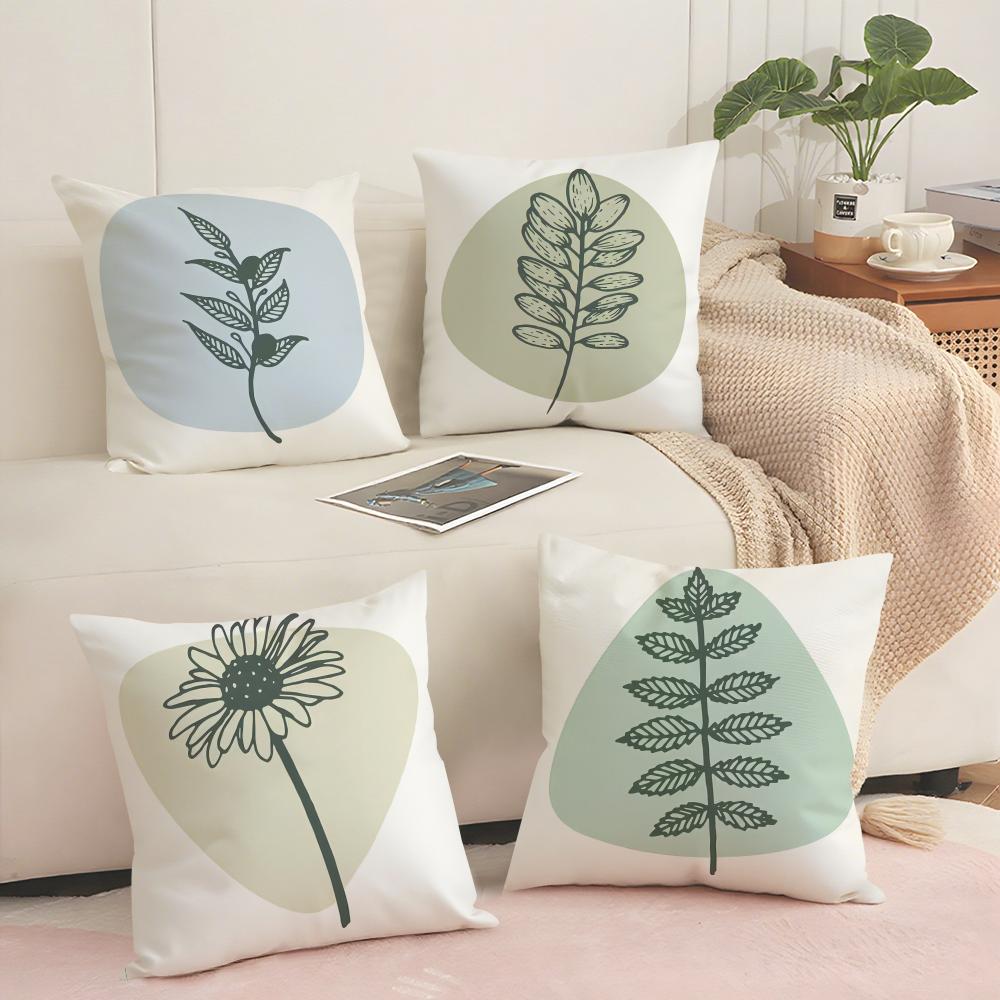 Minimalist Plants Cushion Cover Short plush Doublesided Print Square Throw Pillow Covers Sofa Home Cushion Decor