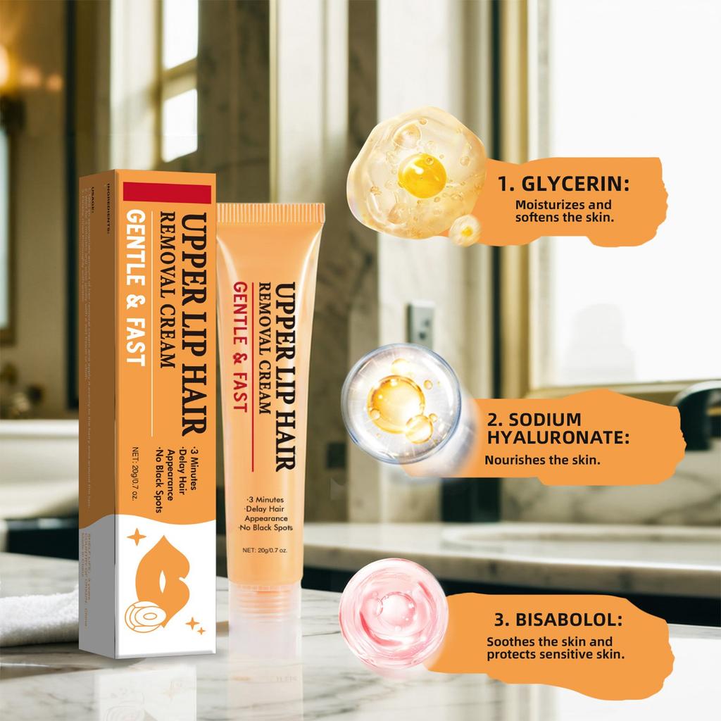 Facial Hair Removal Cream, Upper Lip Hair Removal Cream, Gentle Hair Removal, Facial Eyebrows, Chin, Upper Lip Suitable For All Skin Types