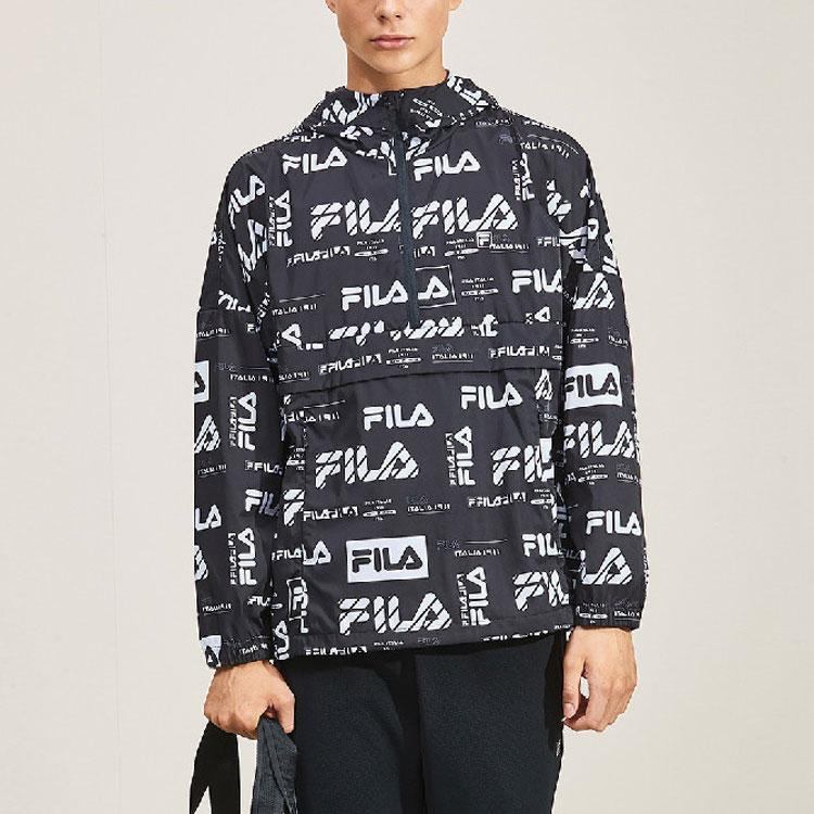 Fila Logo Full Print Hooded Loose Jacket Men Jacket Black F11M934708F-PT
