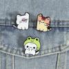 Cozy Chonky Cat Enamel Pins Set Cartoon Cat Brooches Frog Hat Tabby Cat Lapel Badges Jewelry Accessories Gifts For Girls