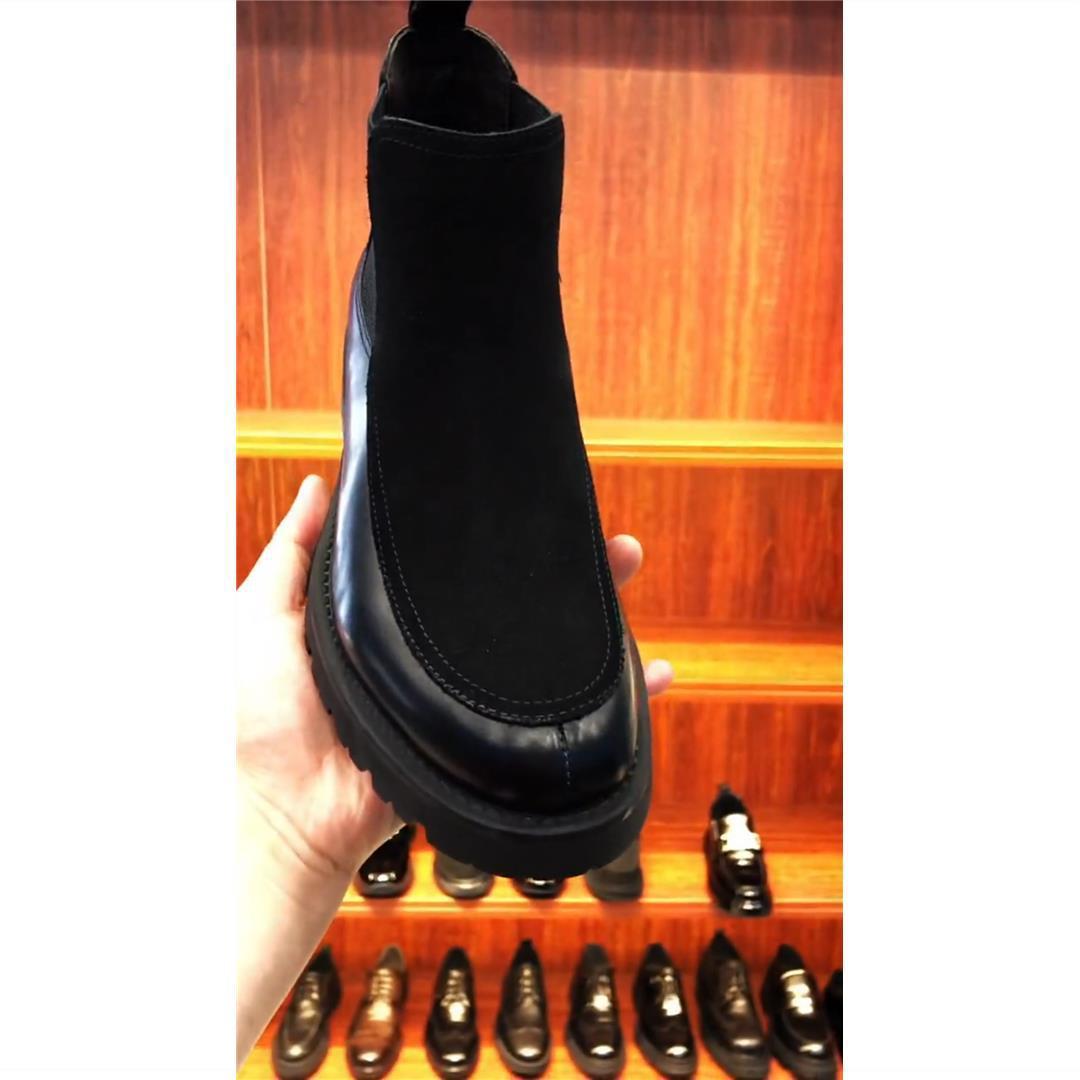 

Cowhide and velvet men s autumn and winter new 2025 casual high-top comfortable and handsome platform sports versatile shoes 42 yards