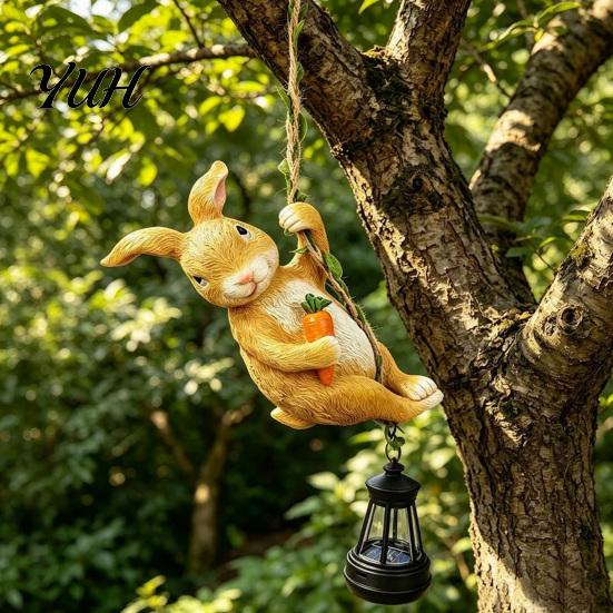 Decorative Porch Lighting Climbing Animal Solar Light, Resin Statue with Lantern, Novelty Yard Art for Trees Hanging Garden Light Outdoor Tree