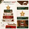 Christmas Wooden Hanging Sign Ornament, Tree-Shaped Layered Plaque with Star Top, Our Family Love Lives Here Home Sweet Home Rustic Wall Pendant