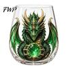 Crystal Orb Wine Glass Mythic Dragon Art Cup, 3D Sculpted Drinking with Ball, Detailed Mythical Animal Glassware 400ml Fantasy Whiskey Tumbler