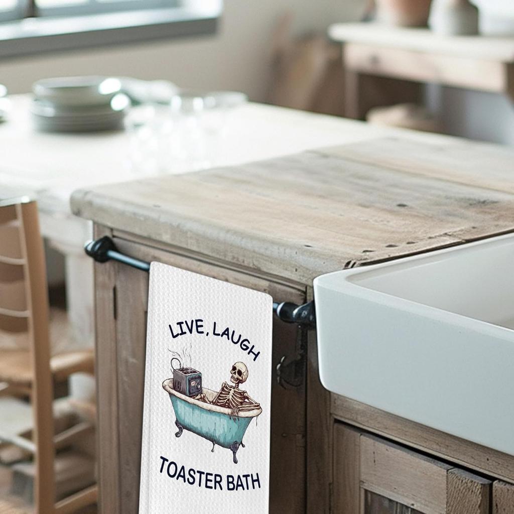 Halloween Gothic Skull Kitchen Towels Gothic Skull Decorative Waffle Weave Kitchen Towels, Hand Tea Towel for Kitchen Bathroom (16×24 Inches)