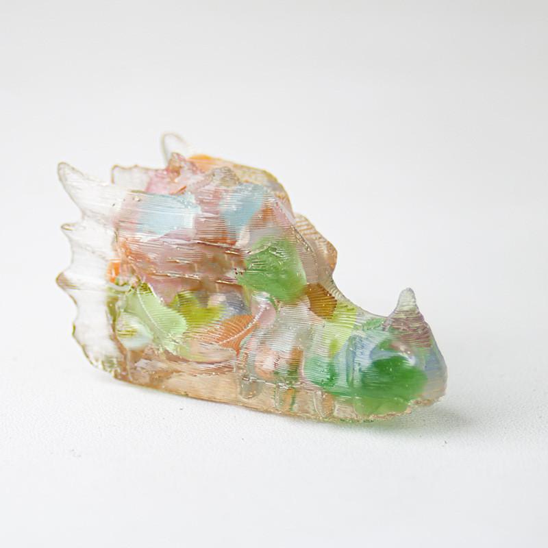 Resin Crystal Dragon Head Figurine With Natural Waterstone For Home Office Decor