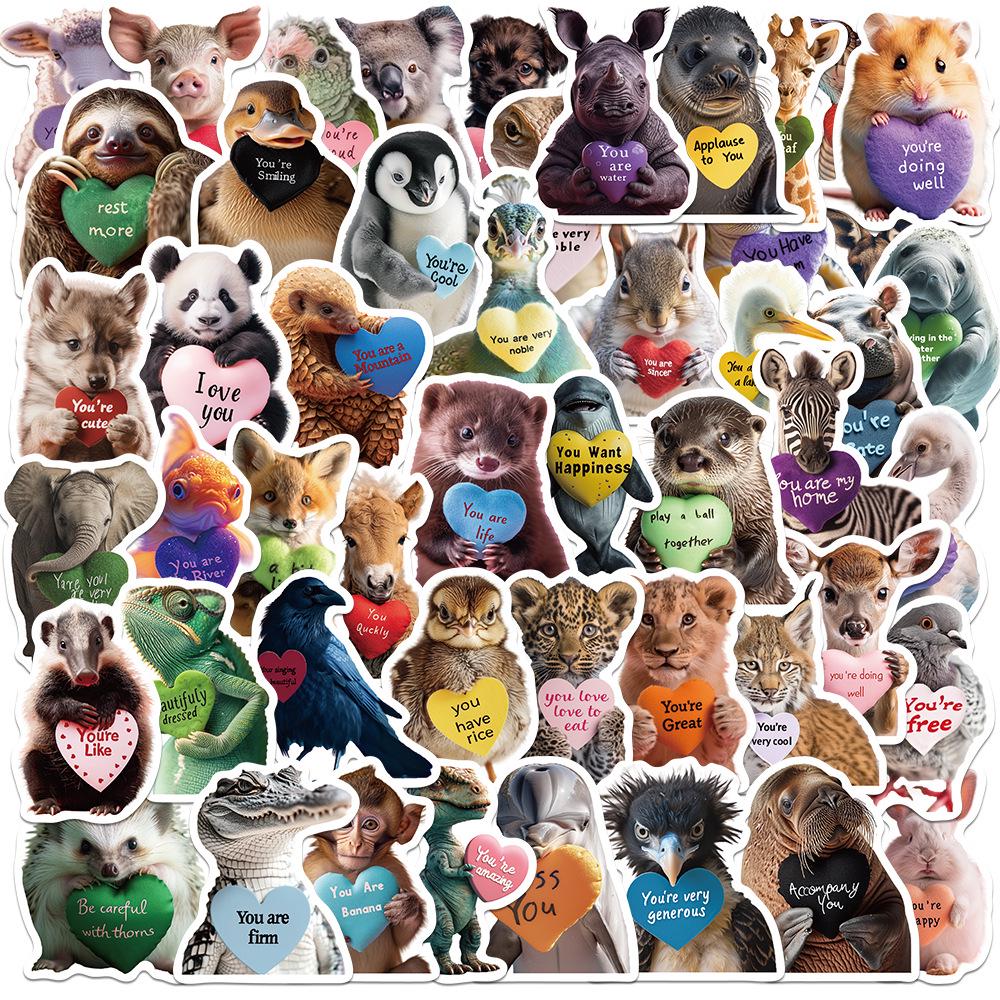 Sada samolepek divoké zvěře: Los, Alpaka, Panda & Lev