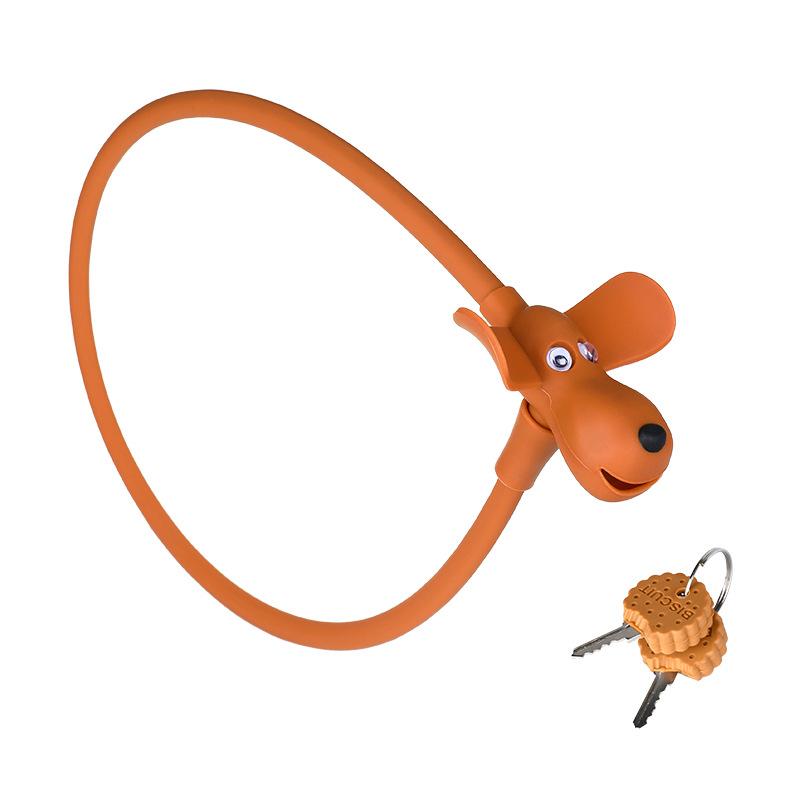 Cute Little Dog Silicone Lock For Bicycle Portable Outdoor Silicone Dog Bicycle Lock With Key Multiple Colors Available