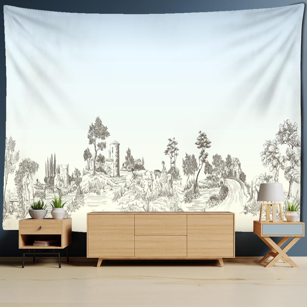 

Европейский Ретро Фреска Гобелен Настенный Психоделический Матрас Полиэстер Простой Декор Фон Ткань 95x70cm