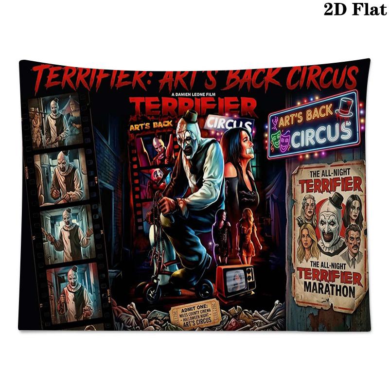Terrifier Horror Wall Tapestry Aesthetic Wall Hanging Printed Fabric Blanket Decorative Tapestries for Bedroom Living Room Home Decor