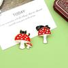 Naughty Black Cat and Red Heart Mushroom Brooch