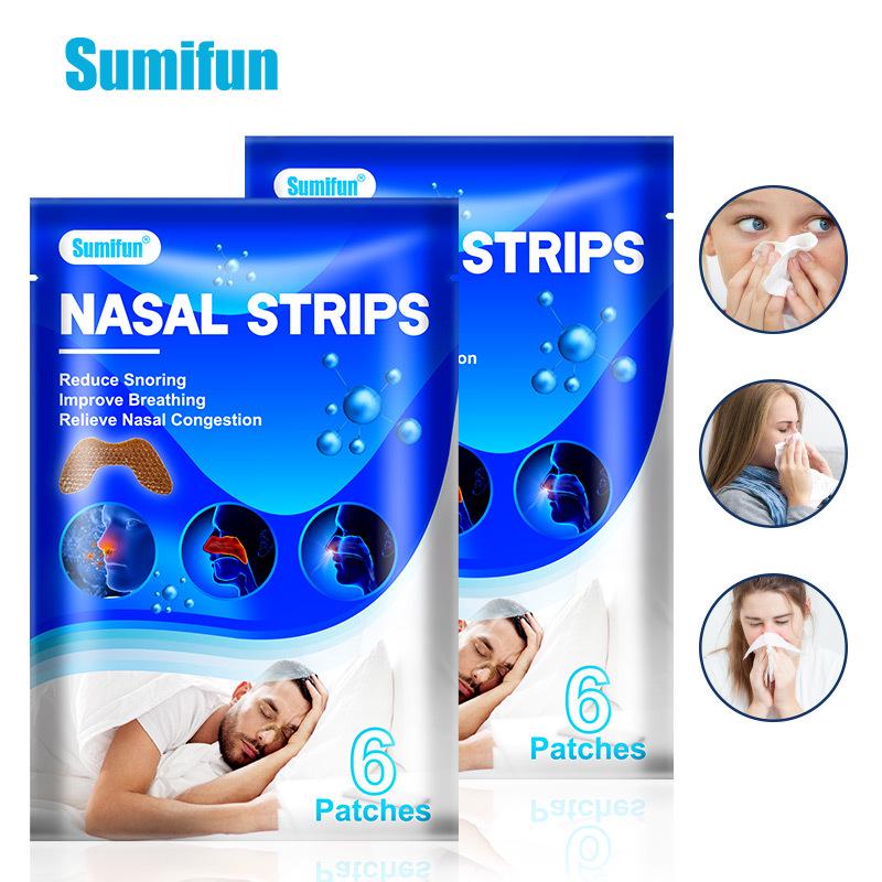 Sumifun Nasenverstopfung Linderung & Schlafhilfe Atmungsaktives Pflaster (Eine Tasche, 6 Pflaster) K07401