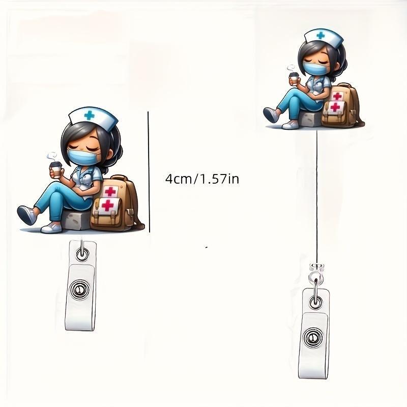 Cute Ambulance Retractable Nurse Badge Reel Clip Cartoon Medicine Doctor Students IC ID Card Badge Holder
