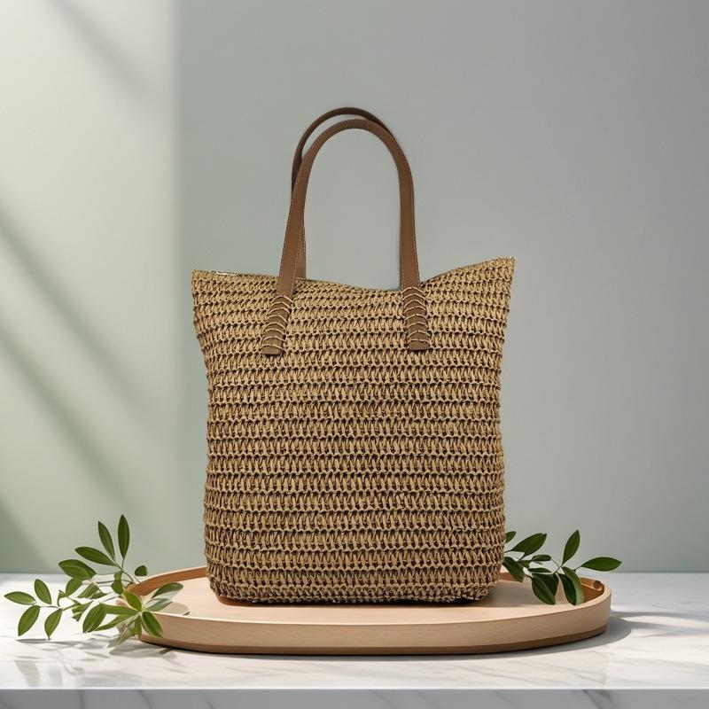 Casual large capacity woven handbag summer beach straw bag shoulder underarm tote bag