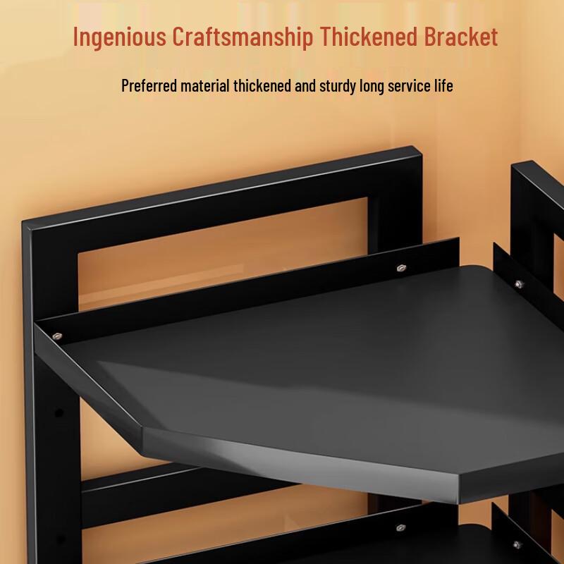 Kitchen Corner Pot Rack Shelf, Black, 3-Tier