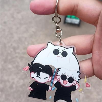 Cartoon Anime Jujutsu Kaisen Figure Acrylic Keychain Gojo Satoru Geto Suguru Bag Pendant Car Key Charms Couple Fans Cosplay Gift