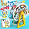 Large Particle Amusement Park Building Blocks: Windmill & Lion Ferris Wheel Educational Toy Set for Kids